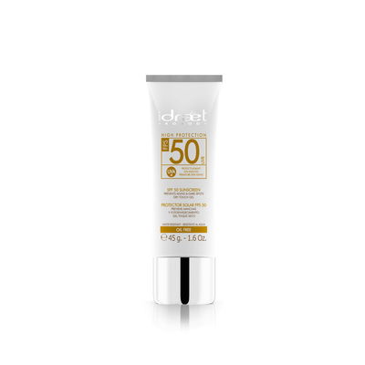 Protector Solar SPF50 Gel Toque Seco Resiste Agua Idraet