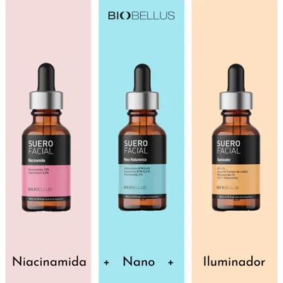 Combo Triple Serums biobellus (hialurónico - niacinamida - vitamina c)