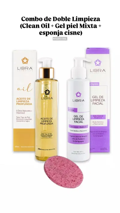 Combo de Doble Limpieza (Clean Oil + Gel piel Mixta + esponja cisne)