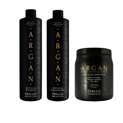 Kit Fidelite Mythical Argan Shampoo Acondicionador Mascara