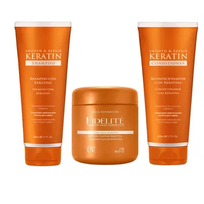 Kit Fidelite Keratina (Shampoo Acondicionador Mascara) 