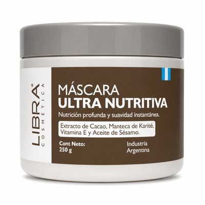 Mascara Ultra Nutritiva 250 g de Cacao, Manteca de Karité, Vitamina E y Aceite de Sésamo.