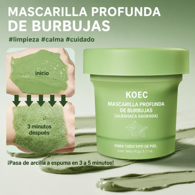 Koec mascarilla de burbujas de albahaca de limpieza profunda 90 g (caolin gluconolactona)