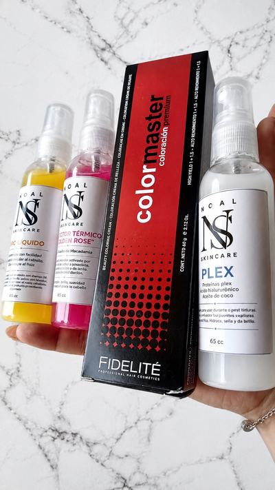 Combo color ( pomo tintura fidelite oro liquido plex protector termico agua oxigenante )  