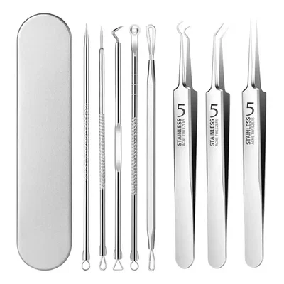 Kit de saca punto negros con estuche de metal 8 herramientas de acero