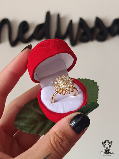 ANILLO GIRASOL GIRATORIO + ESTUCHE ROSÉ