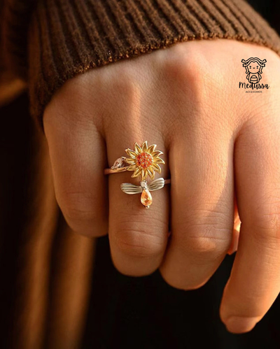 ANILLO FLOR Y ABEJITA GIRATORIO