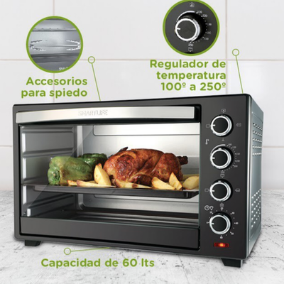 HORNO ELÉCTRICO SMARTLIFE 60 LITROS CON ACC. SPIEDO