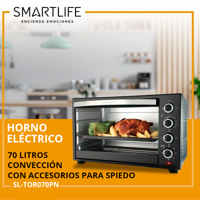 HORNO ELÉCTRICO SMARTLIFE 70 LITROS CON ACC. SPIEDO