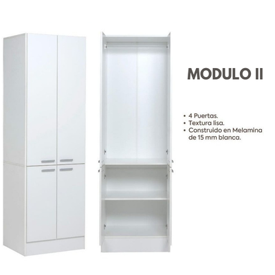 Placard en Modulos: MODULO II: 4 Puertas Ricchezze BIANCA - Color BLANCO