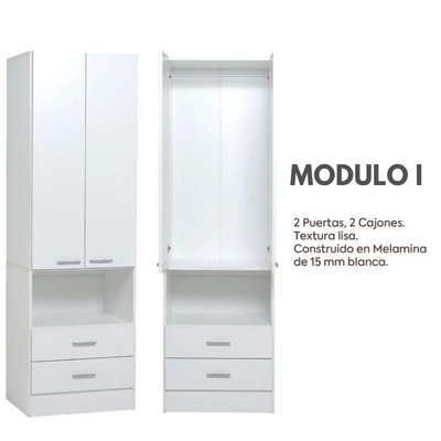 Placard en Modulos: MODULO I: 2 Puertas y 2 Cajones Ricchezze BIANCA - Color BLANCO