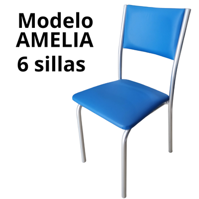 Sillas de Caño x 6 unidades Dakot Amelia Tapizado Azul