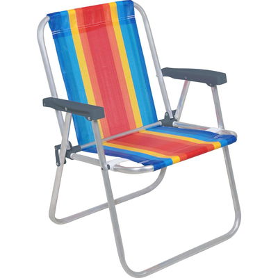 Silla plegable de aluminio BELL rayas celeste amarillo y rojo