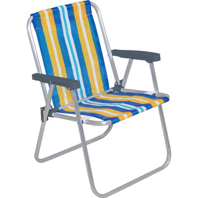 Silla plegable de aluminio BELL rayas azul amarillo blanco y celeste