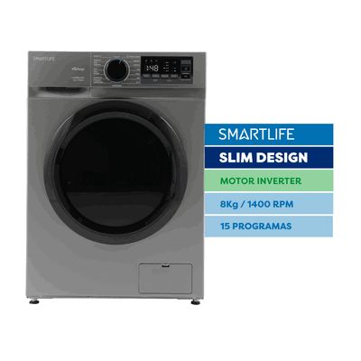 Lavarropas Automático SMARTLIFE 8 Kg 1400RPM  SLIM Color Gris 