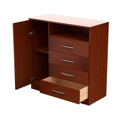 Cajonera 4 cajones + 1 puerta Mosconi  - Super Express-  90x89x39cm color caoba 