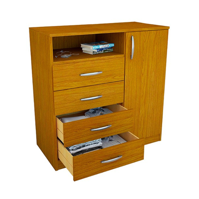 Cajonera 4 cajones + 1 puerta Mosconi  - Super Express-  90x89x39cm color roble