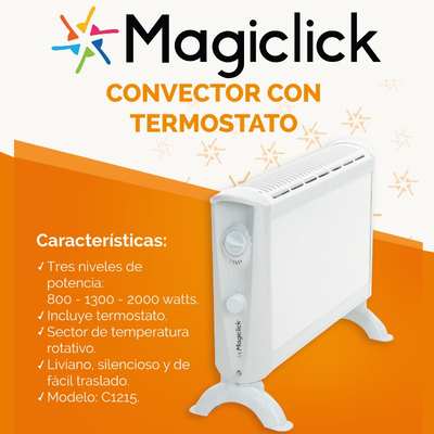 CONVECTOR ELÉCTRICO CON TERMOSTATO MAGICKICK modelo c1215