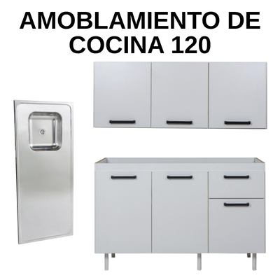 AMOBLAMIENTO DE COCINA 120- Modelo Turin- Color blanco
