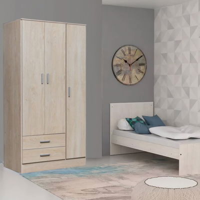 Ropero 3 puertas 2 cajones Ricchezze TANA ECO - Color FRESNO BLANCO