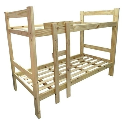 Cama de Pino Superpuesta fija con escalera