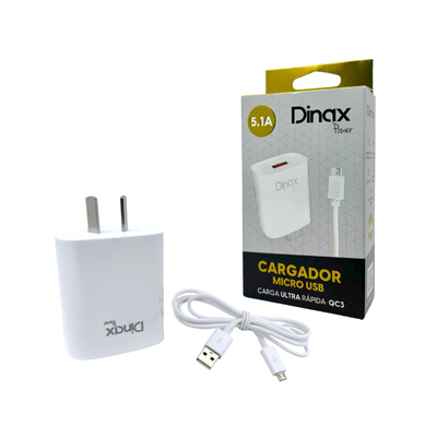 CARGADOR DINAX V8 5.1A CARGA ULTRA RAPIDO QC3