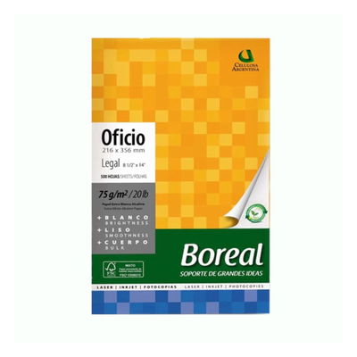 RESMA PAPEL BOREAL OFICIO 75 GRS X500