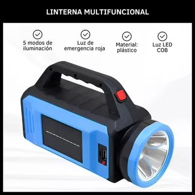 LINTERNA MULTIFUNCIONAL CON PANEL SOLAR DINAX TJ7528A