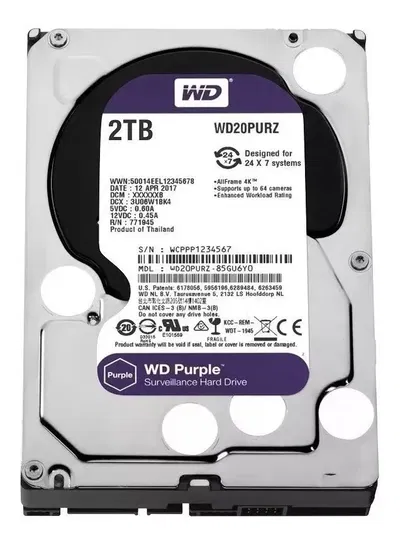 DISCO RIGIDO WESTERN DIGITAL 2TB WD PURPLE