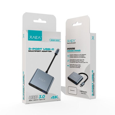ADAPTADOR HUB C-USB-HDMI C/CABLE TIPO C MOD-013