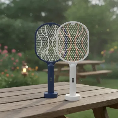 RAQUETA ELECTRICA MATA INSECTOS CON BASE