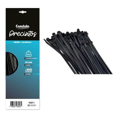 PRECINTO CANDELA 4.8X300MM  NEGRO X 100 UNID.