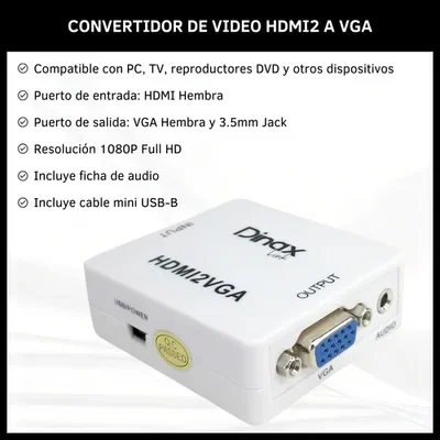 CONVERTIDOR DE HDMI A VGA DINAX DX-CONV2VGA