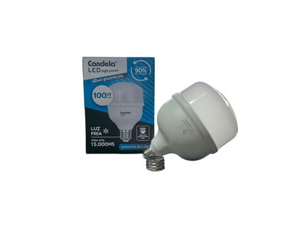 LAMPARA LED HIGH POWER CANDELA 100W FRIA + ADAPT. E40