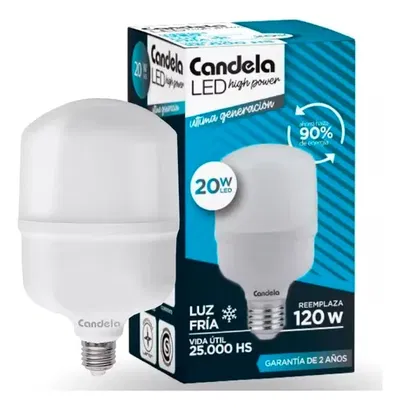 LAMPARA LED HIGH POWER CANDELA 20W FRIA
