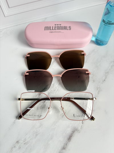 Clip on dos placas brillos kalani rosa