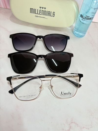 Clip on dos placas vuko negro con dorado  