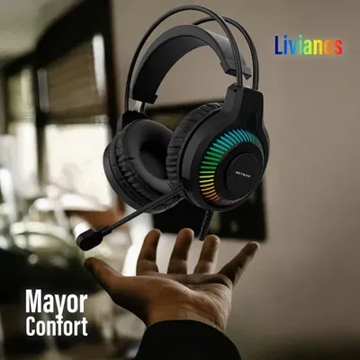 NETMAK AURICULAR GAMER RGB  + MICROFONO JACK 3.5MM+USB(LUCES) NM-N18