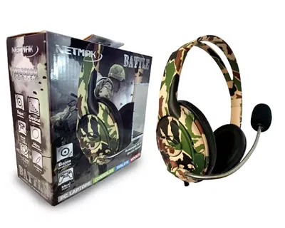 NETMAK AURICULAR GAMER PS4 CAMUFLADO - 1 PLUG 3.5 BATTLE