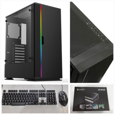 GABINETE GAMING E-VIEW KIT-K1 RGB  650W 80+  (TEC+MOU+COOLER RGB)