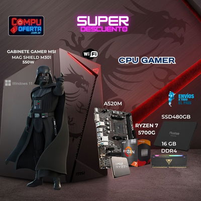 CPU GAMER RYZEN 7 5700G/A520M/16GB/SSD480GB/550W/GAB MSI