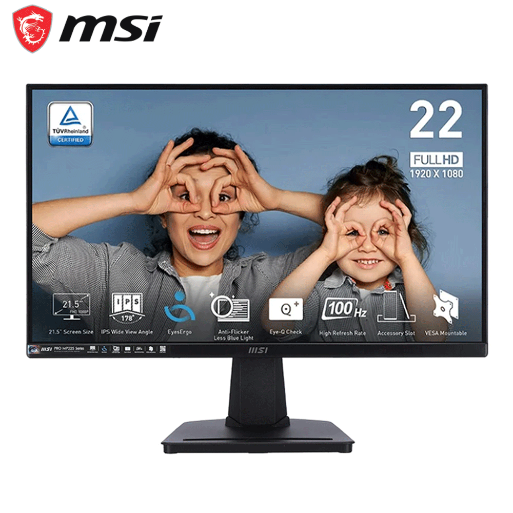 MONITOR MSI 21.5" PRO MP225V (1920X1080 FHD) 100HZ