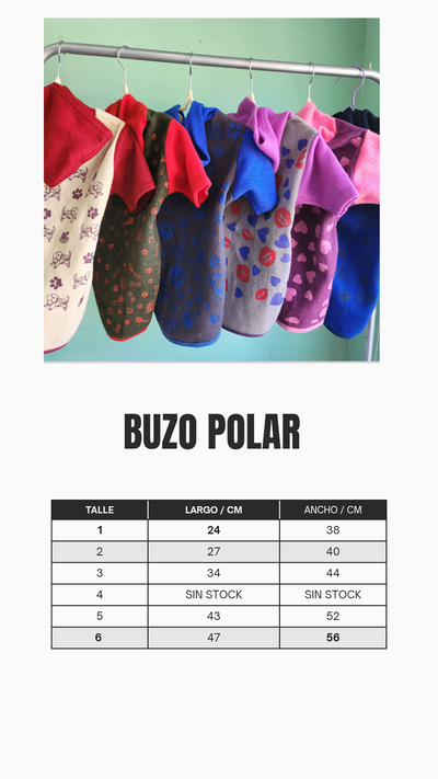 Tabla de medidas buzo polar