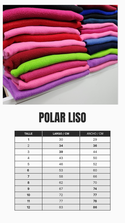 Tabla de medidas polar liso