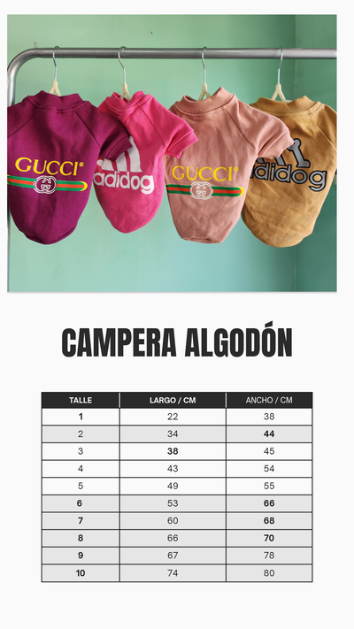 Tabla de medidas campera algodón