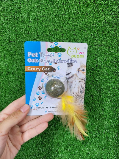 Juguete cat nip con plumas
