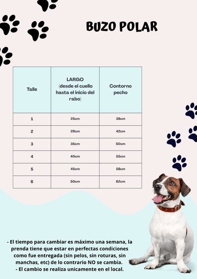 TABLA DE MEDIDAS BUZO POLAR 
