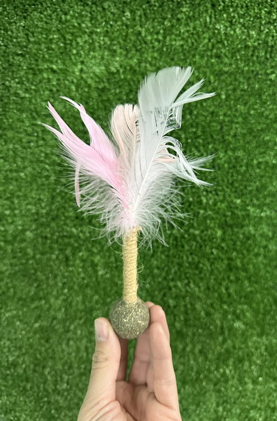 Juguete cat nip con plumas