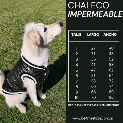 TABLA DE MEDIDAS CHALECOS IMPERMEABLES