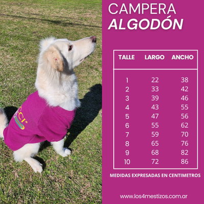 TABLA DE MEDIDAS CAMPERA ALGODÓN